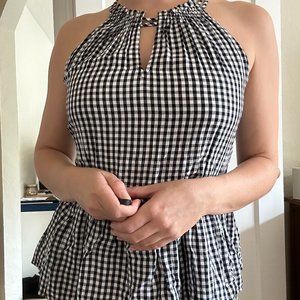 Flare plaid shirt in black and white from LOFT